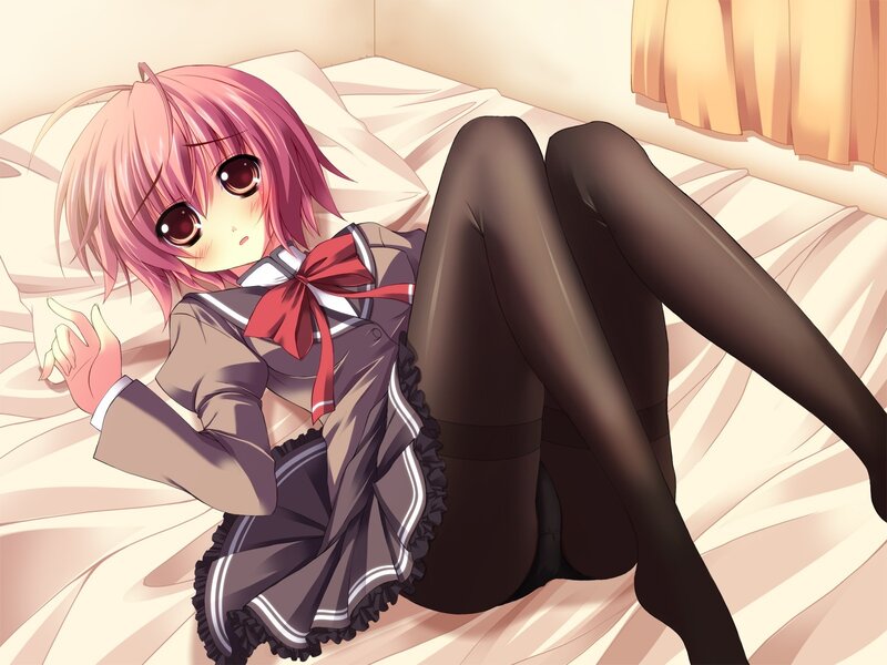 pink-haired girl in school uniform