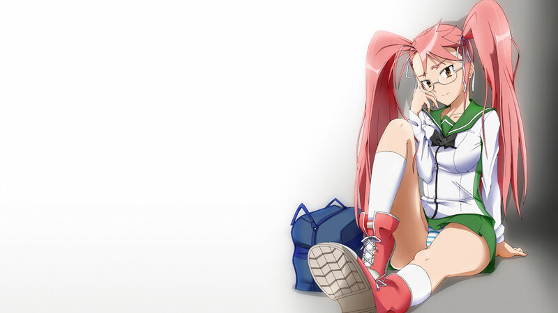 pink-haired girl in school uniform