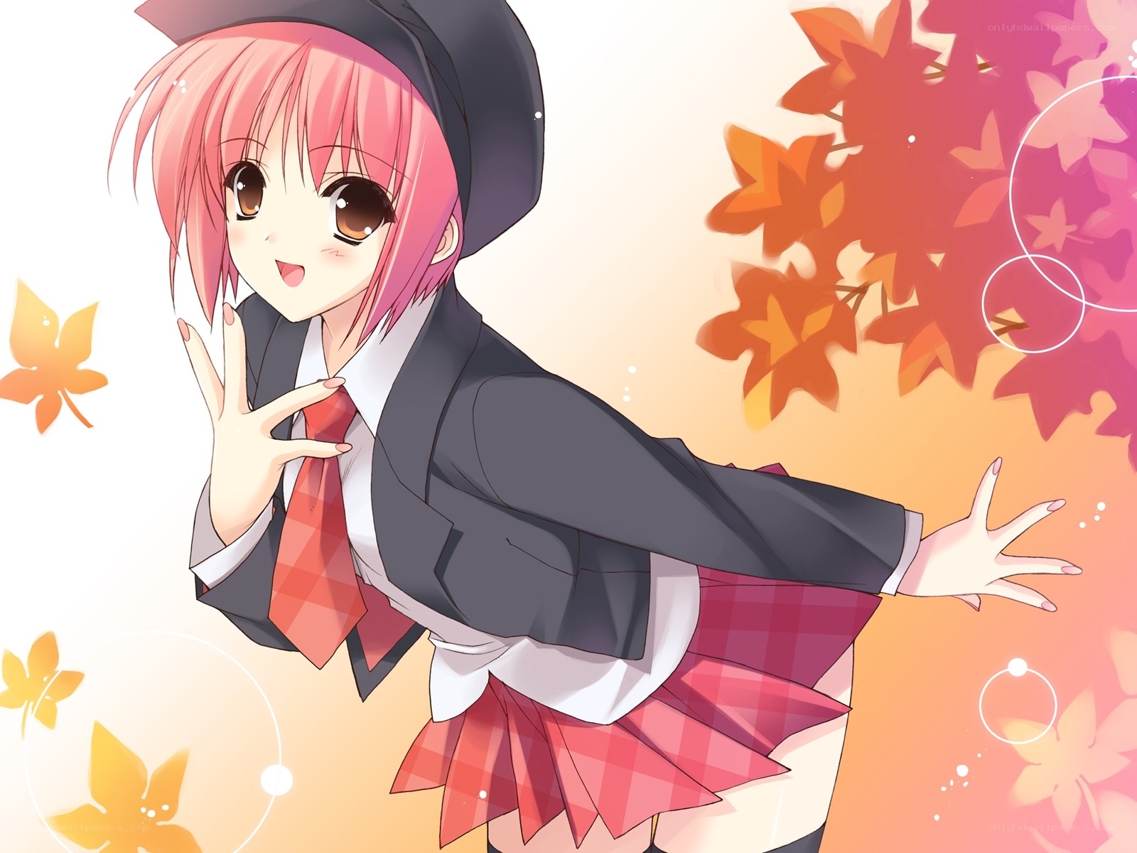 pink-haired girl in school uniform