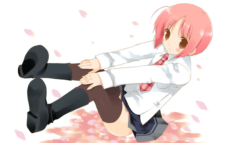 pink-haired girl in school uniform