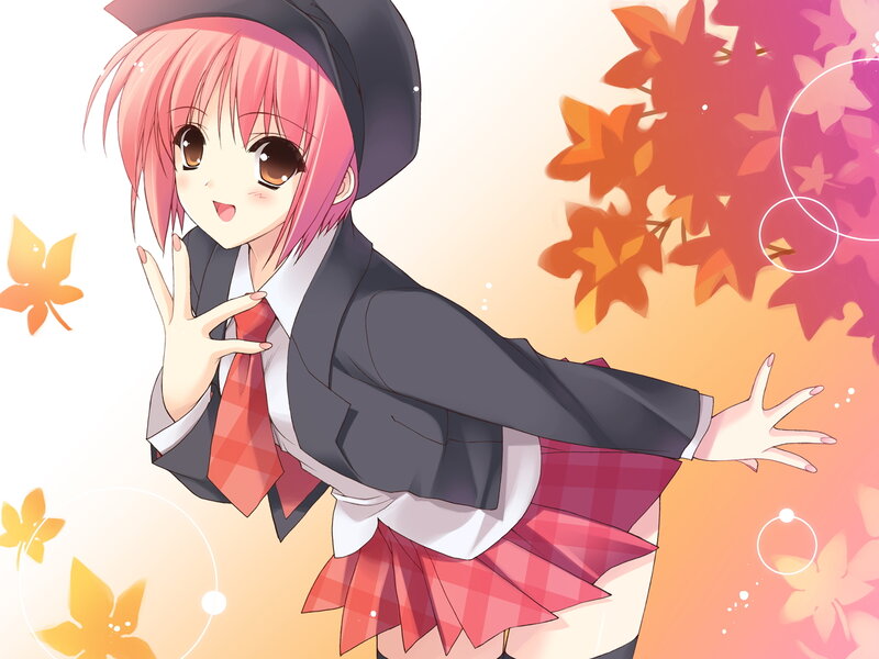 pink-haired girl in school uniform