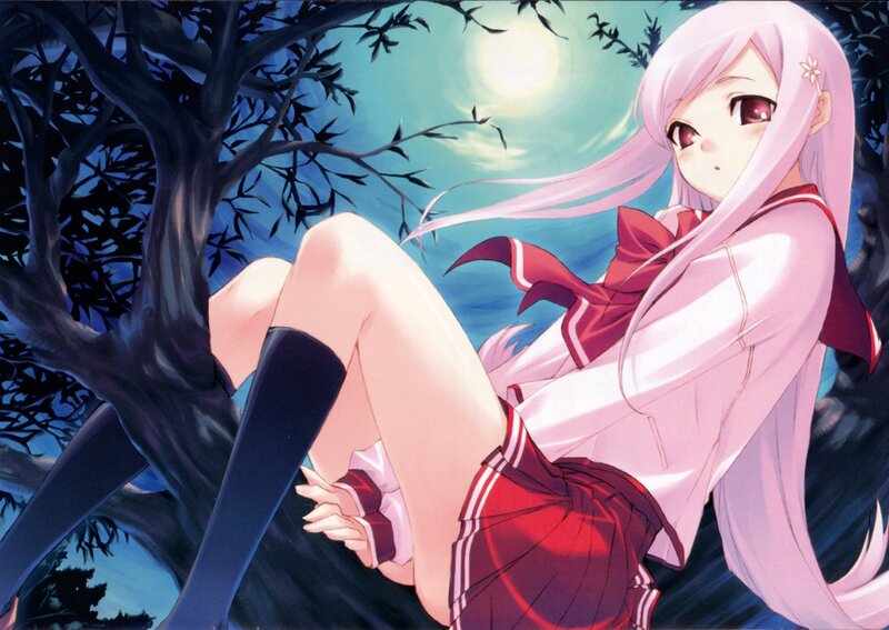 Pink-haired girl in school uniform