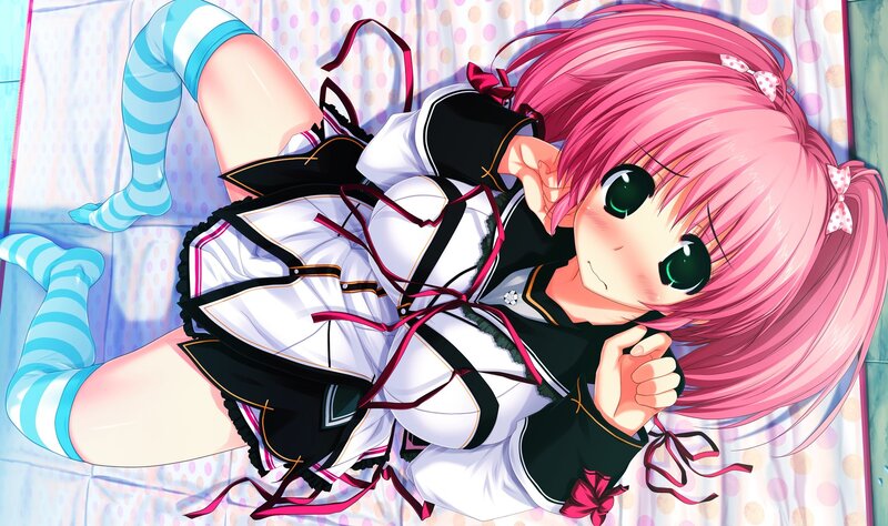 pink-haired girl in school uniform