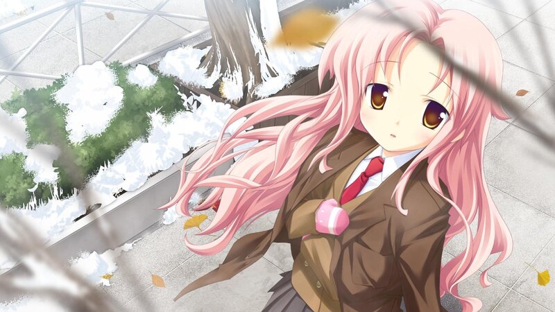 pink-haired girl in school uniform