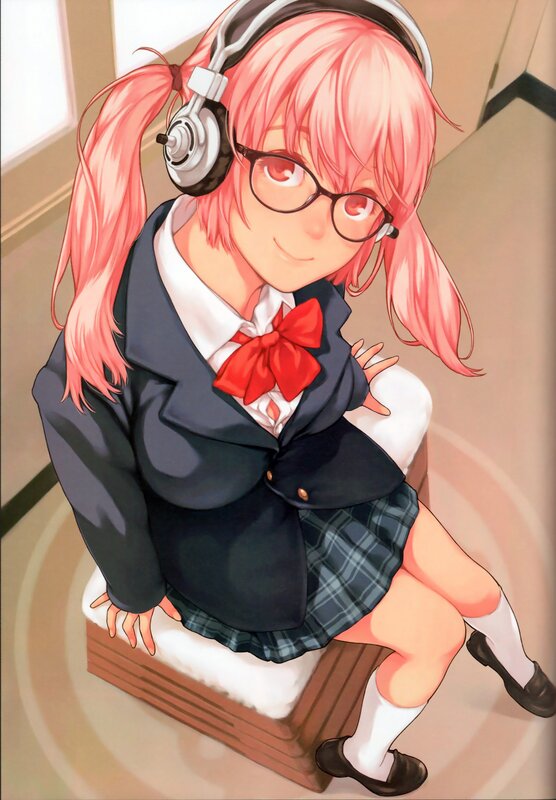 pink-haired girl in school uniform