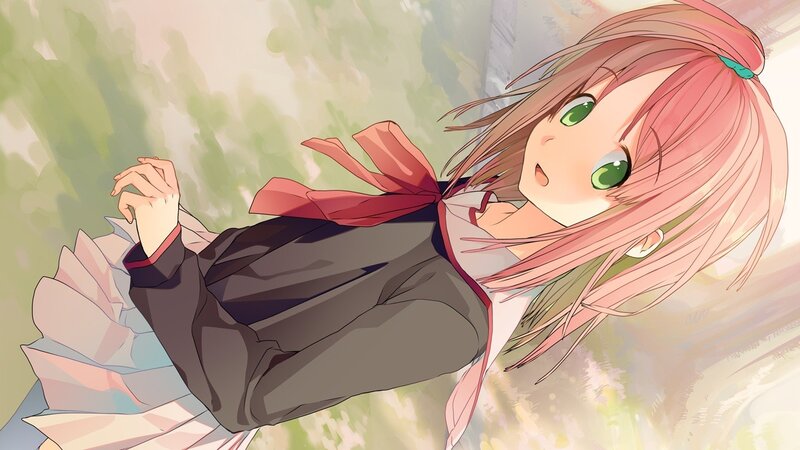 pink-haired girl in school uniform