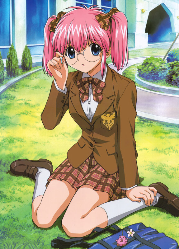 pink-haired girl in school uniform