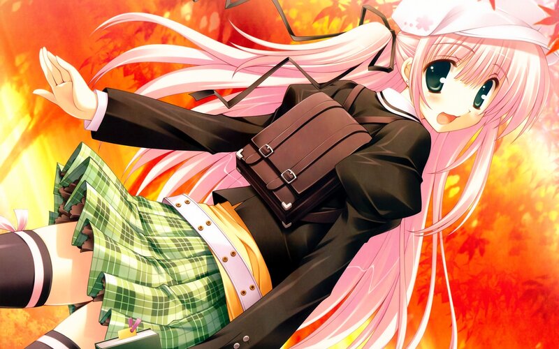 Pink-haired Girl in School Uniform — Orange