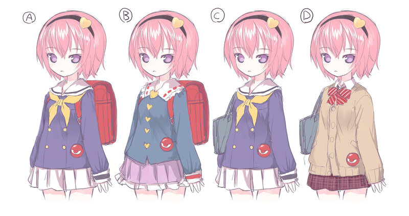 Pink-haired Girl in School Uniforms