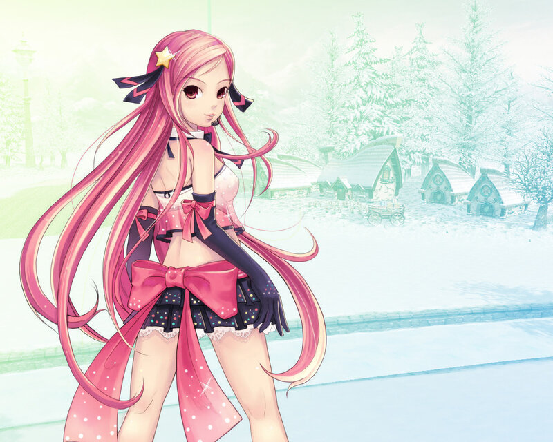 Pink-haired Girl in Snow — Pink, Serene