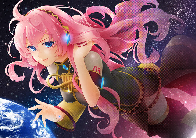 pink-haired girl in space