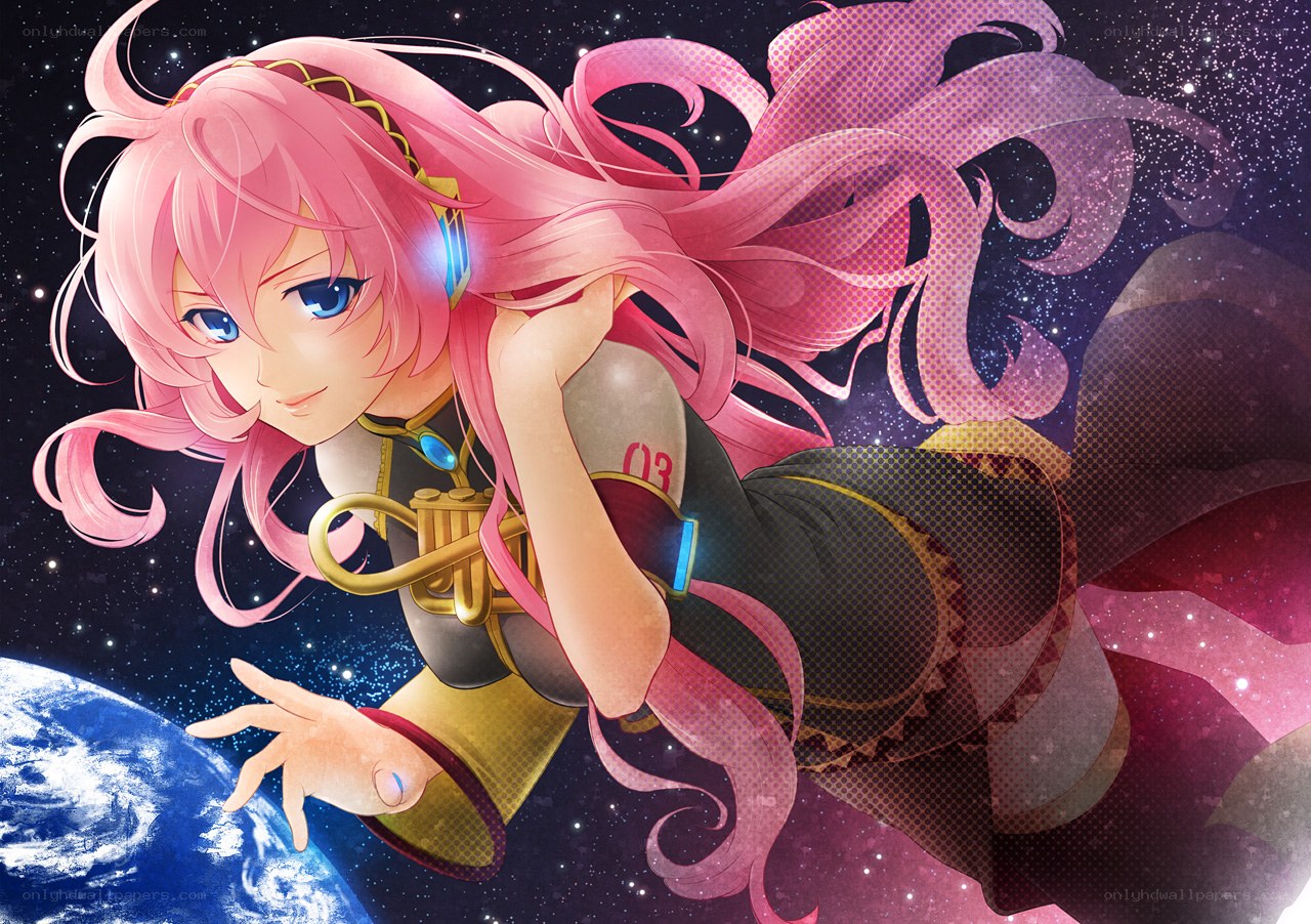 pink-haired girl in space