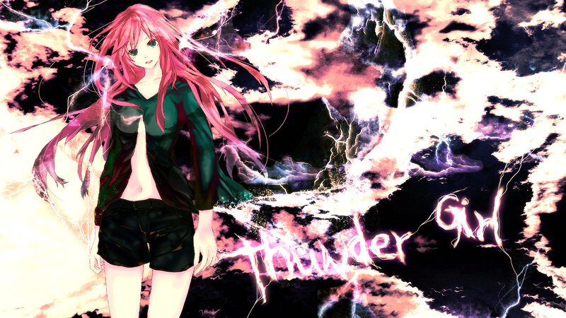 Pink-haired Girl in Storm