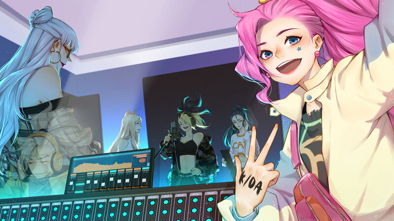 Pink-haired Girl in Studio