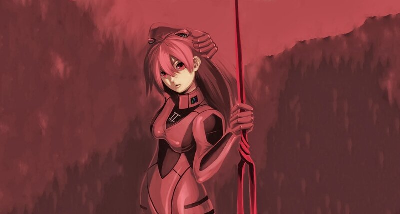 Pink-haired Girl in Suit — Red, Dramatic
