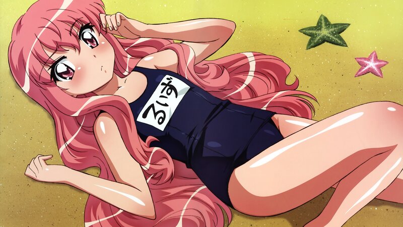 Pink-haired Girl in Swimsuit — Yellow