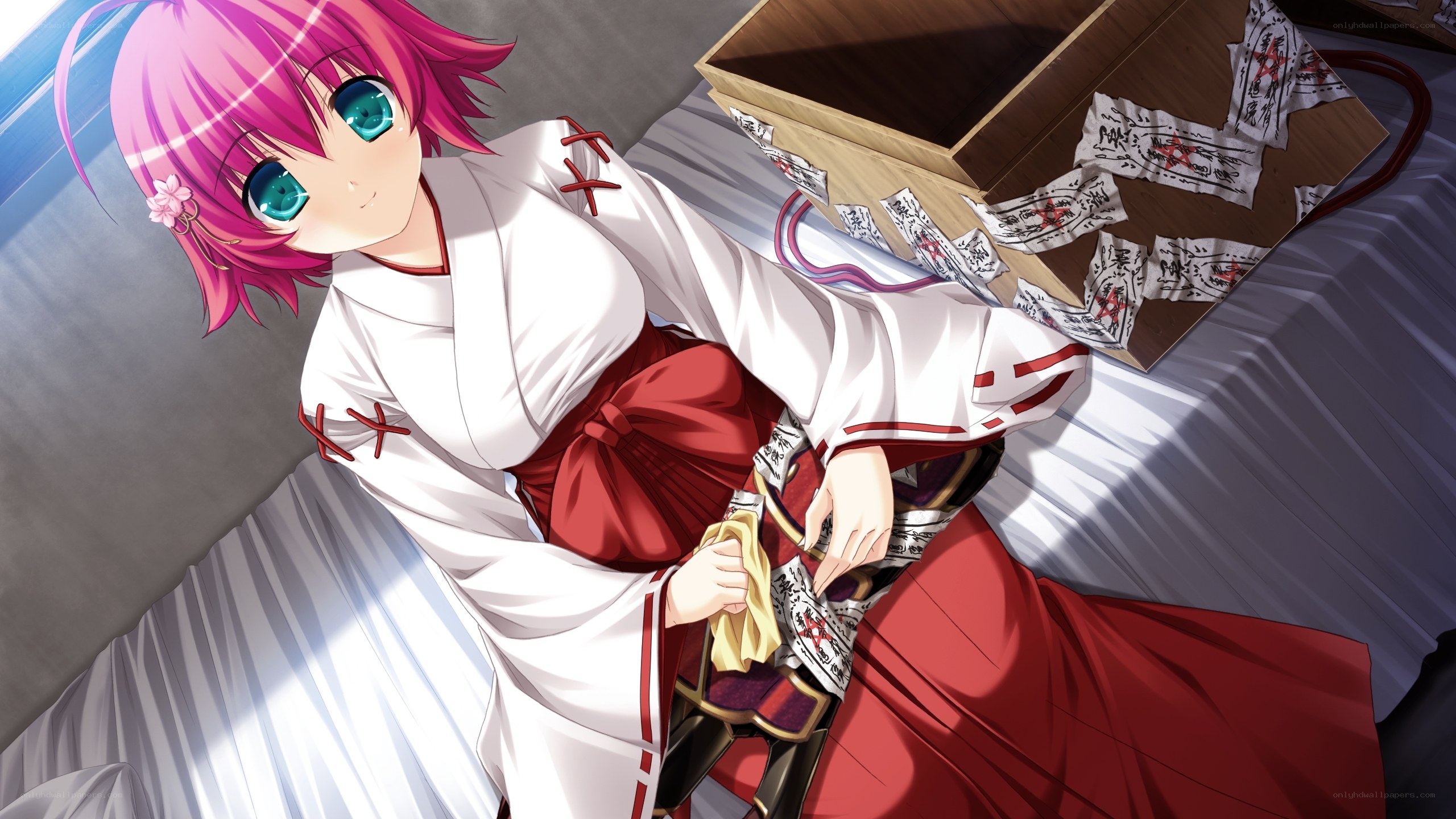 pink-haired girl in traditional attire