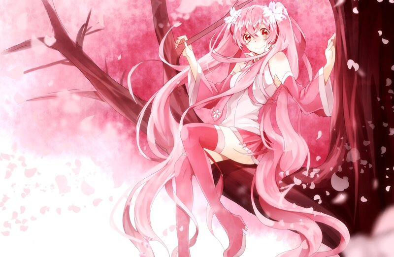 Pink-haired Girl in Tree — Pink, Serene