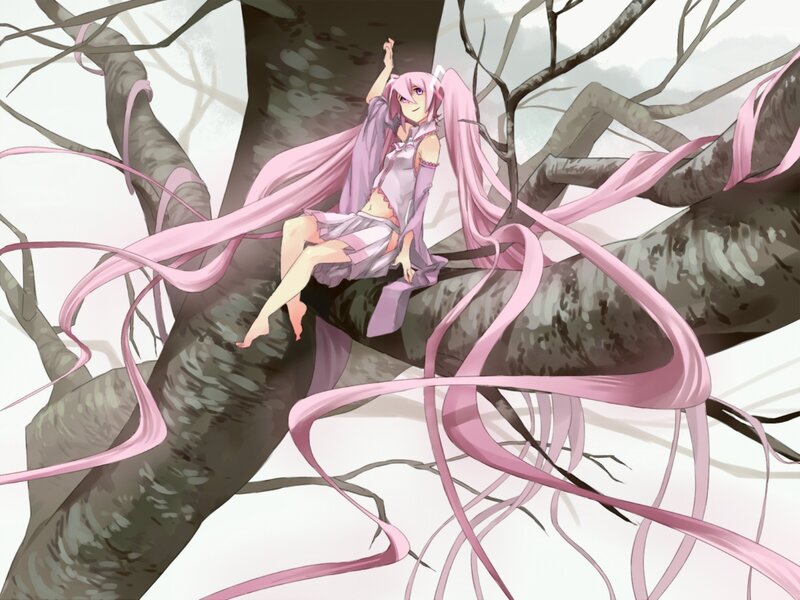 Pink-haired Girl in Tree