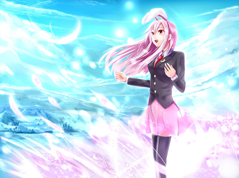Pink-haired Girl in Uniform — Blue, Energetic