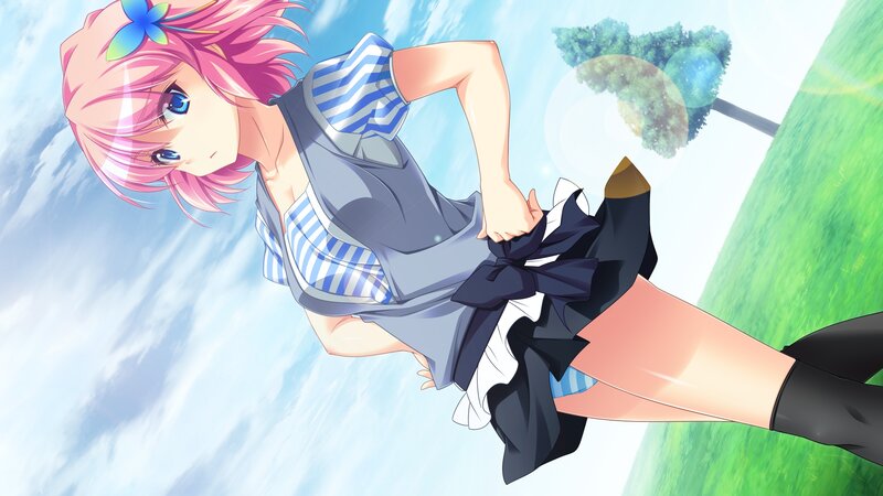 Pink-haired Girl in Uniform — Blue, Serene