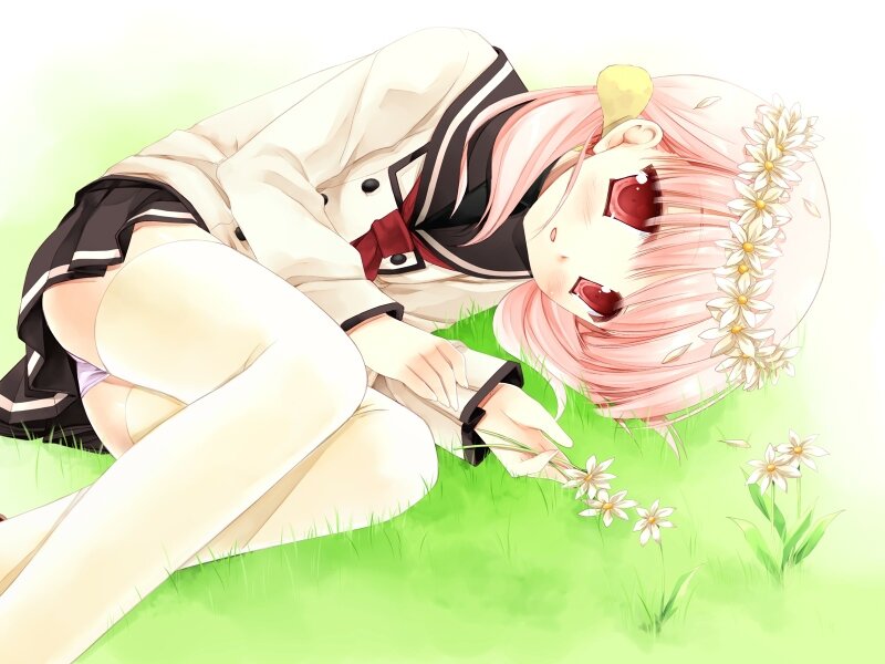 Pink-haired Girl in Uniform — Green