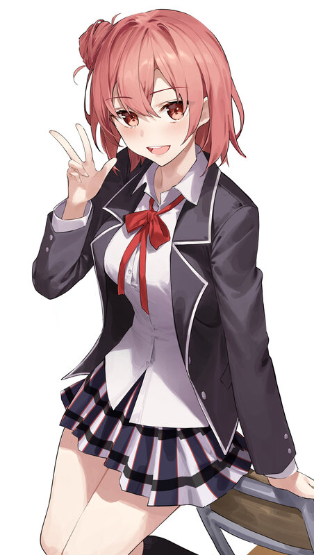 Pink-haired Girl in Uniform — Pink, Cheerful, Anime, School Uniform