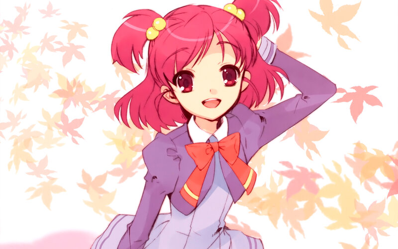Pink-haired Girl in Uniform — Pink, Cheerful, Autumn