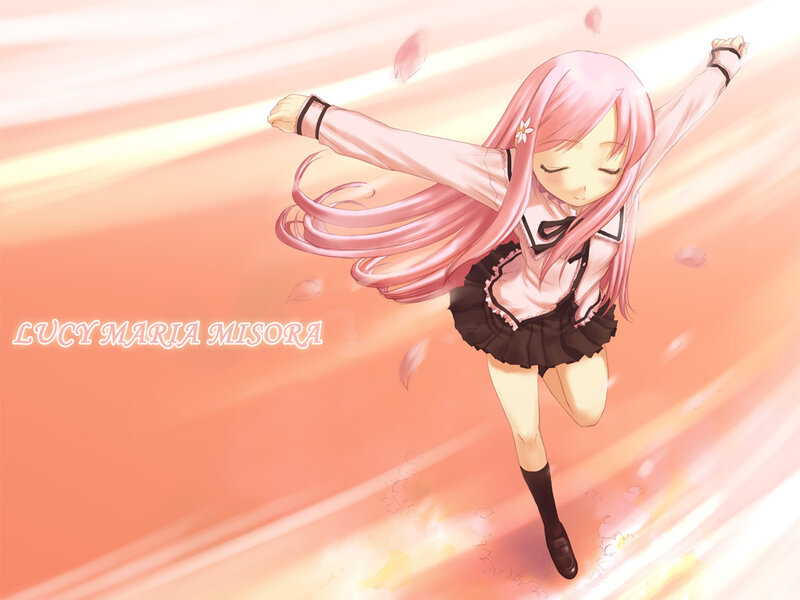 Pink-haired Girl in Uniform — Pink, Joyful