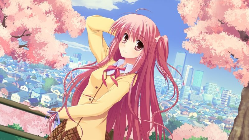Pink-haired Girl in Uniform — Pink, Serene