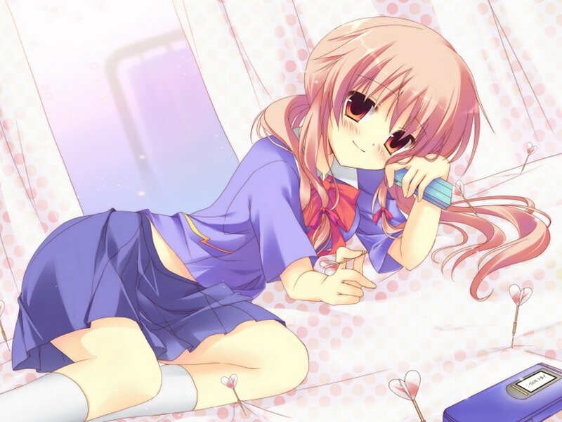 Pink-haired Girl in Uniform — Purple, Calm