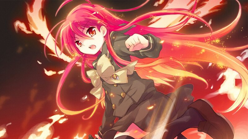Pink-haired Girl in Uniform — Red, Dramatic, Anime