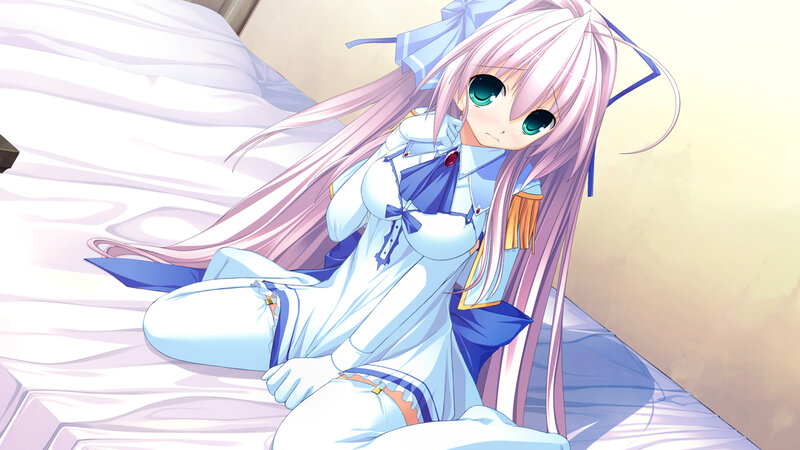 Pink-haired Girl in Uniform — White, Calm
