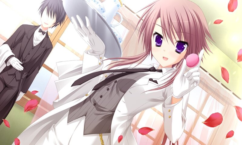 Pink-haired Girl in Uniform — White, Playful
