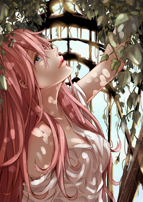 Pink-haired Girl in Vines