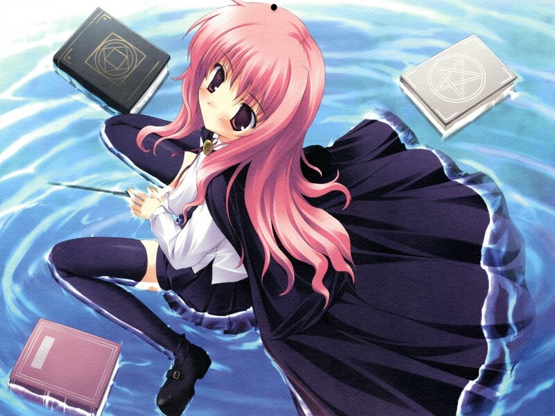 Pink-haired Girl in Water — Blue, Calm