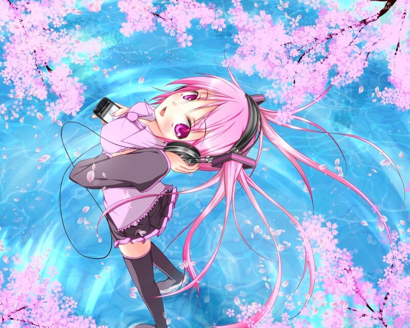 Pink-haired Girl in Water — Blue, Serene, Spring