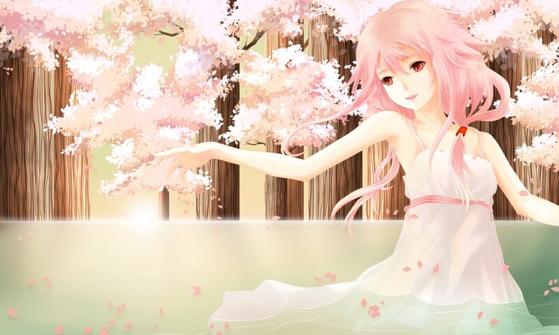 Pink-haired Girl in Water — Pink