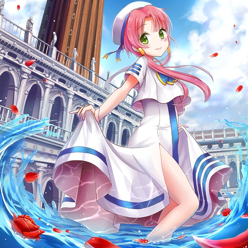 Pink-haired Girl in Water — White