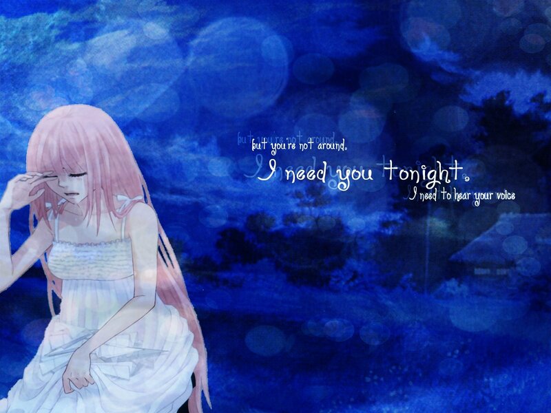 Pink-haired Girl in White Dress — Blue, Melancholic