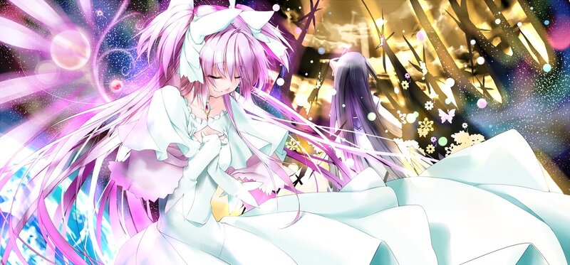 Pink-haired Girl in White Dress — Purple