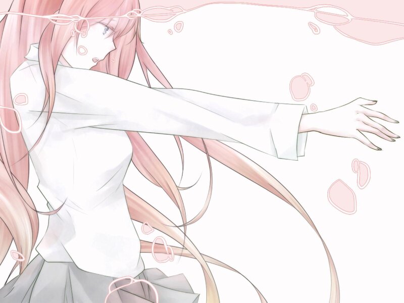 Pink-haired Girl in White Shirt