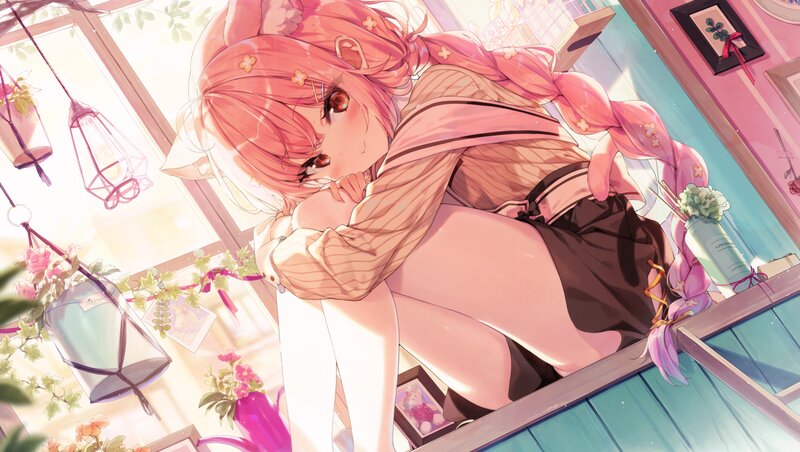 Pink-haired Girl in Window
