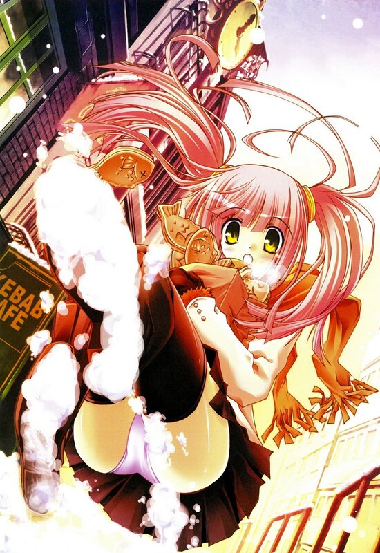 Pink-haired Girl in Winter — Pink, Festive, Anime, Snow
