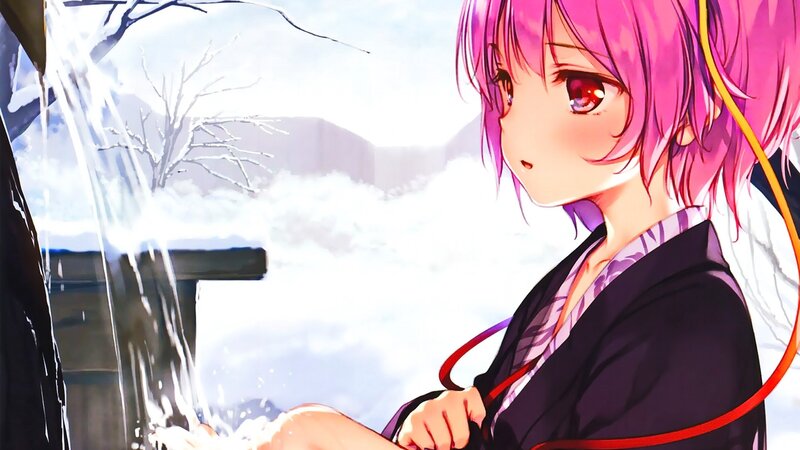 Pink-haired Girl in Winter — Pink, Serene