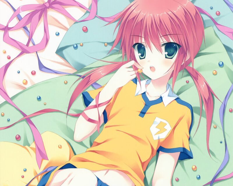pink-haired girl in yellow shirt