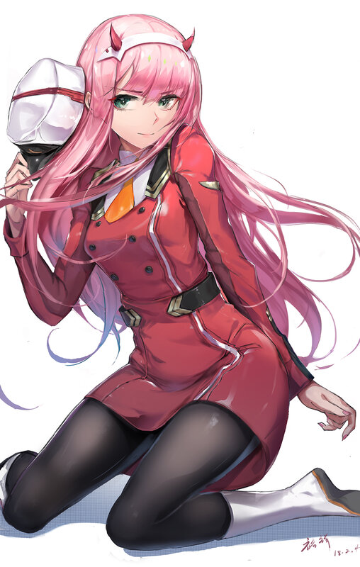Pink-haired Girl Kneeling — Pink, Calm