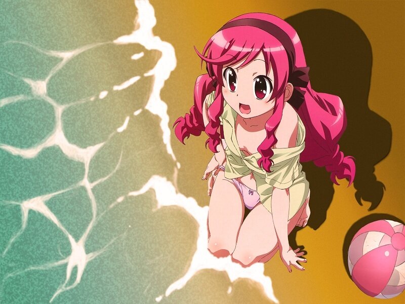 Pink-haired Girl Kneeling