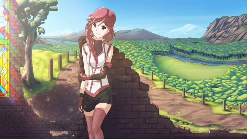 Pink-haired Girl Leaning — Green