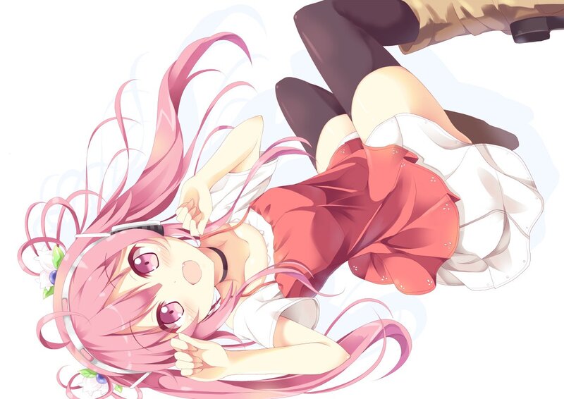 pink-haired girl lying down